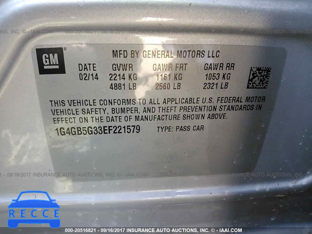 2014 Buick Lacrosse 1G4GB5G33EF221579 image 8