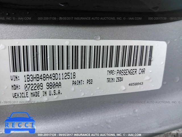 2009 Dodge Caliber 1B3HB48A49D112518 зображення 8