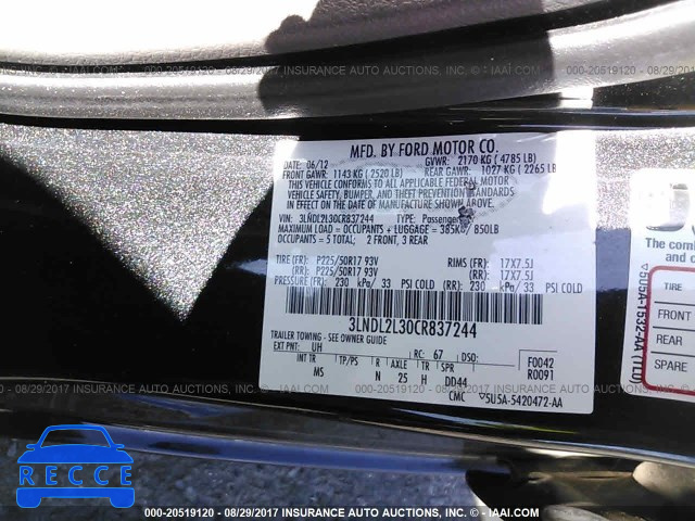 2012 Lincoln MKZ 3LNDL2L30CR837244 image 8