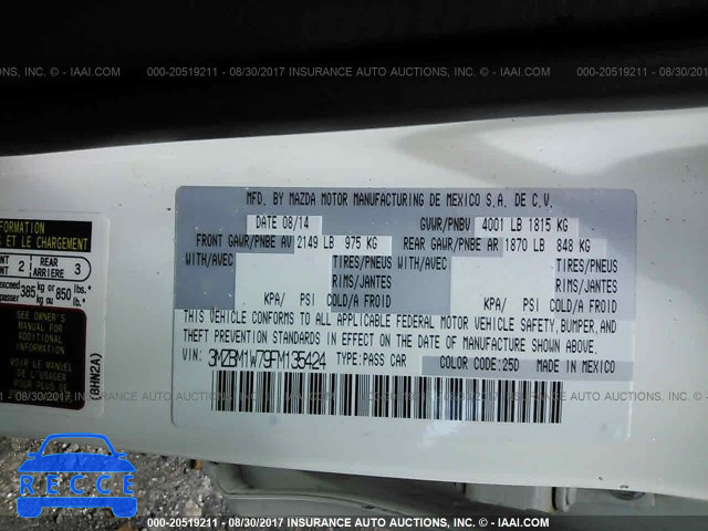 2015 Mazda 3 3MZBM1W79FM135424 image 8