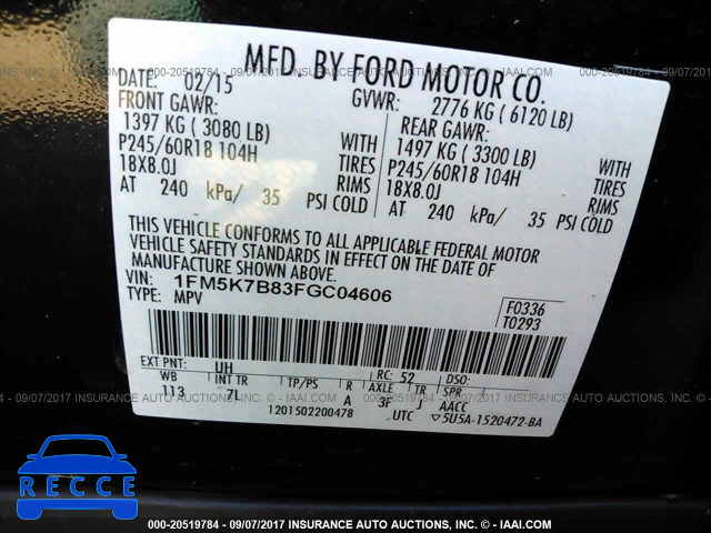 2015 Ford Explorer 1FM5K7B83FGC04606 Bild 8