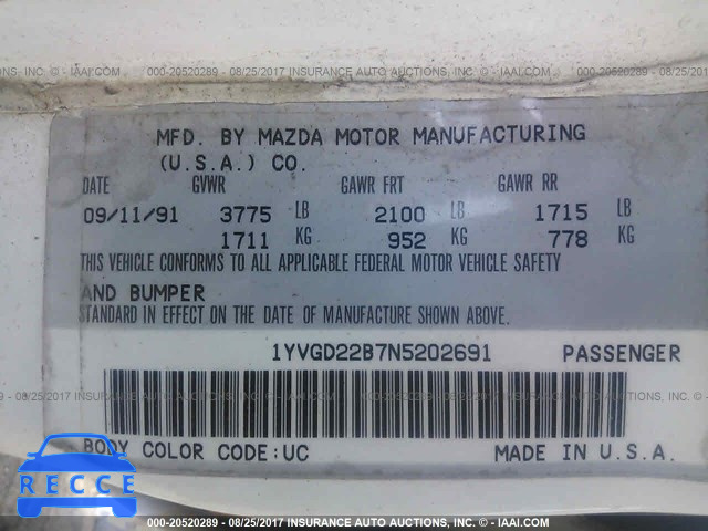 2000 Mazda 626 1YVGF22C2Y5165086 image 8