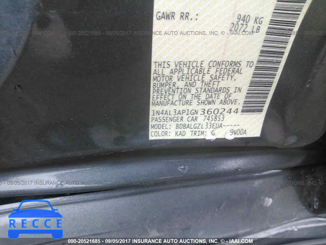 2016 Nissan Altima 1N4AL3AP1GN360244 image 8