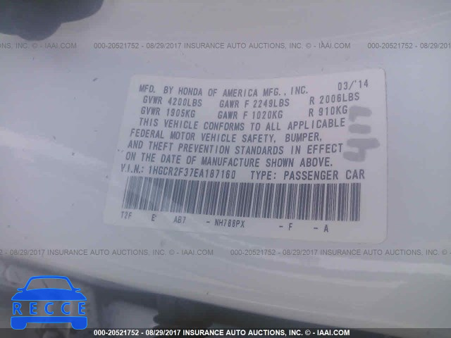 2014 Honda Accord 1HGCR2F37EA187160 image 8