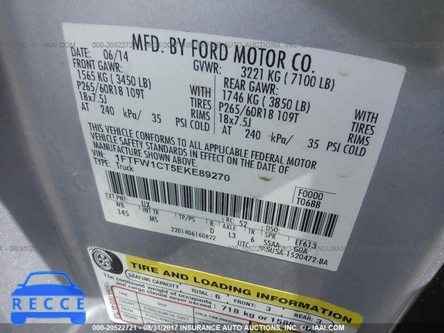 2014 Ford F150 1FTFW1CT5EKE89270 image 8