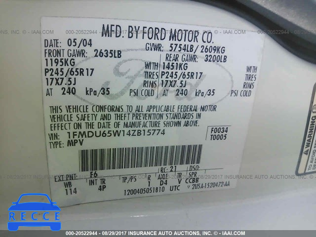 2004 Ford Explorer 1FMDU65W14ZB15774 image 8