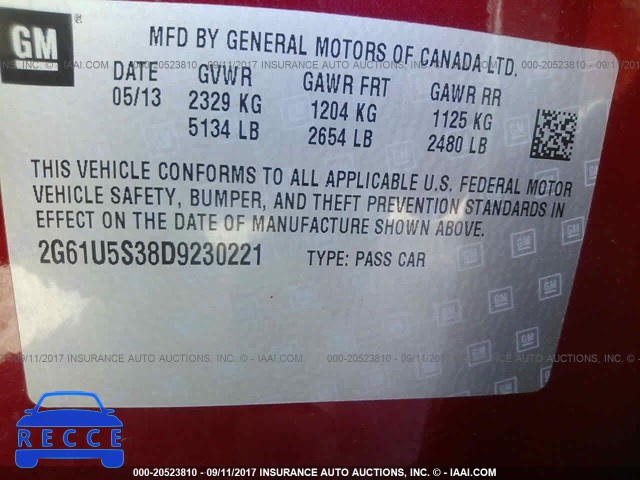 2013 Cadillac XTS 2G61U5S38D9230221 image 8