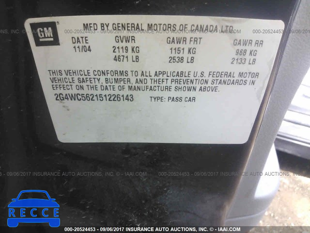 2005 BUICK LACROSSE 2G4WC562151226143 image 8