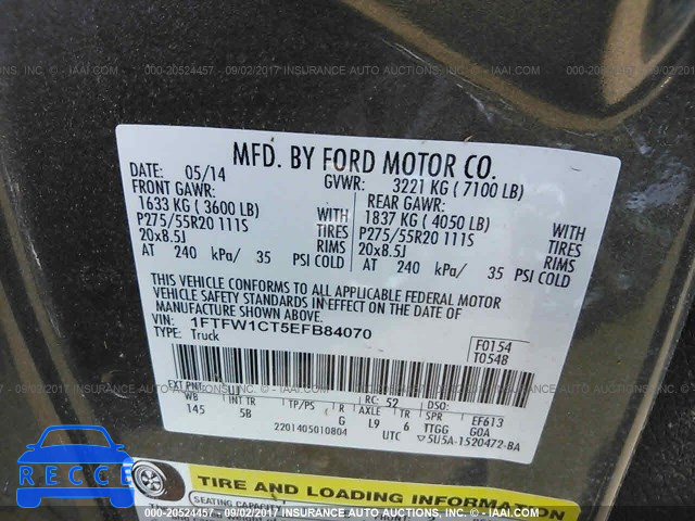 2014 Ford F150 1FTFW1CT5EFB84070 image 9