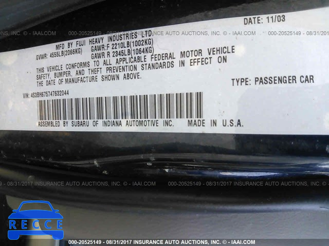 2004 Subaru Legacy OUTBACK AWP 4S3BH675747632044 image 8