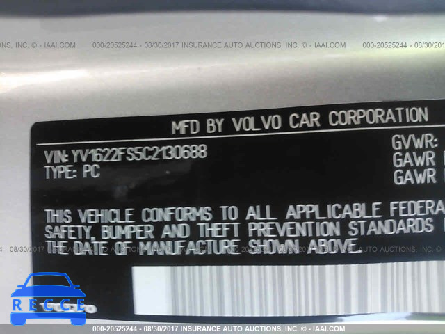 2012 Volvo S60 T5 YV1622FS5C2130688 Bild 8