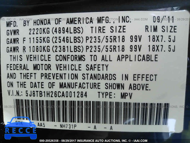 2012 Acura RDX 5J8TB1H26CA001284 image 8