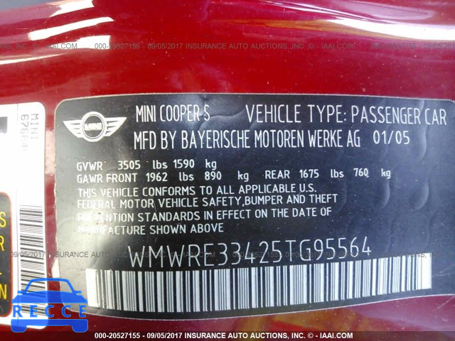 2005 Mini Cooper S WMWRE33425TG95564 image 8