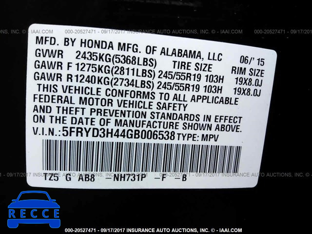 2016 Acura MDX 5FRYD3H44GB006538 image 8