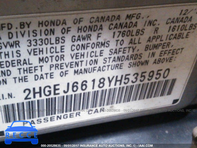 2000 HONDA CIVIC 2HGEJ6618YH535950 image 8