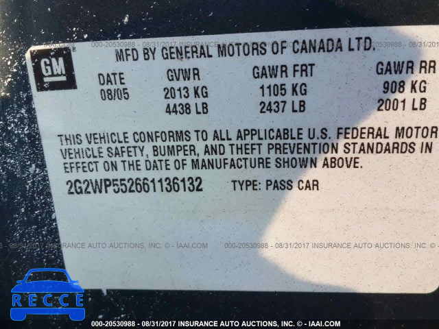 2006 Pontiac Grand Prix 2G2WP552661136132 image 8