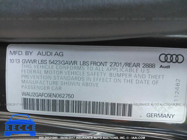2014 Audi A7 WAU2GAFC6EN062750 зображення 8