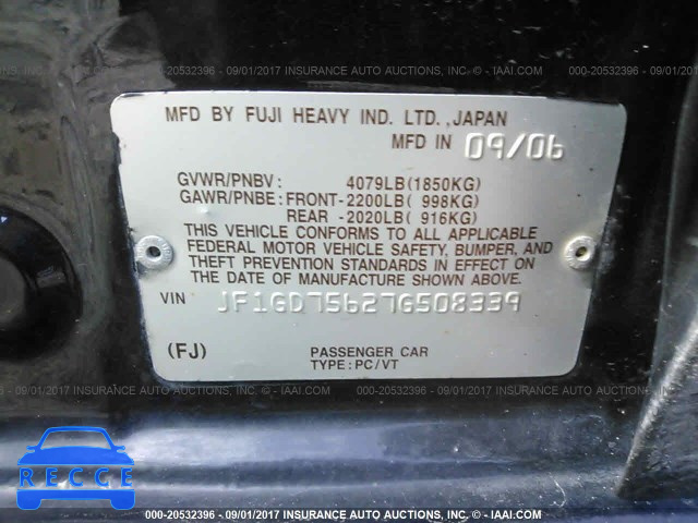 2007 Subaru Impreza JF1GD75627G508339 image 8