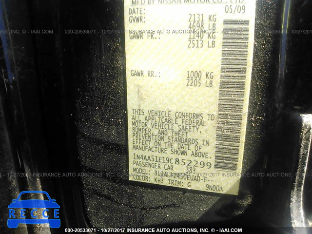 2009 Nissan Maxima 1N4AA51E19C852299 image 8