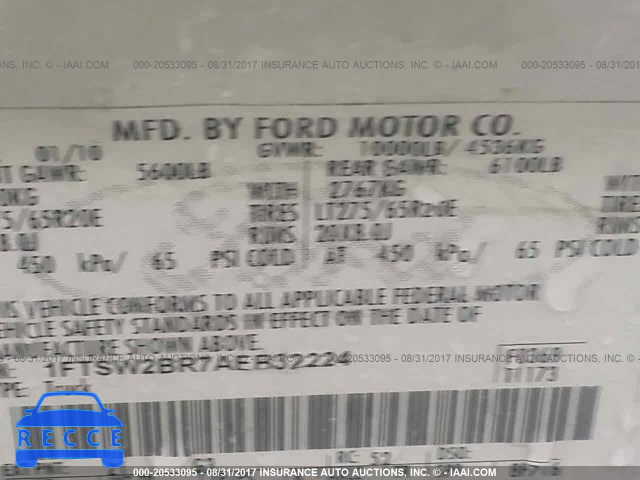 2010 Ford F250 SUPER DUTY 1FTSW2BR7AEB32224 зображення 8