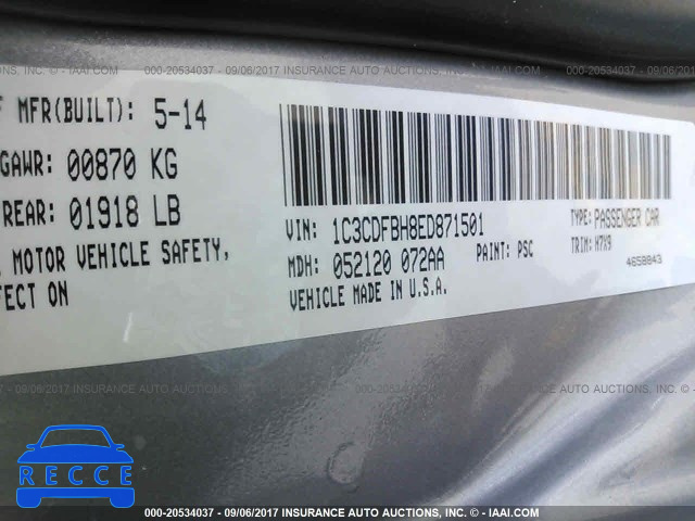 2014 Dodge Dart SXT 1C3CDFBH8ED871501 Bild 8
