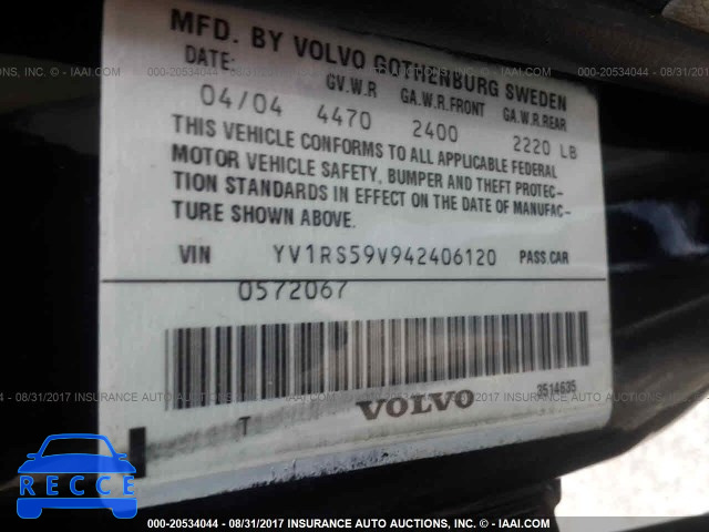 2004 Volvo S60 2.5T YV1RS59V942406120 image 8