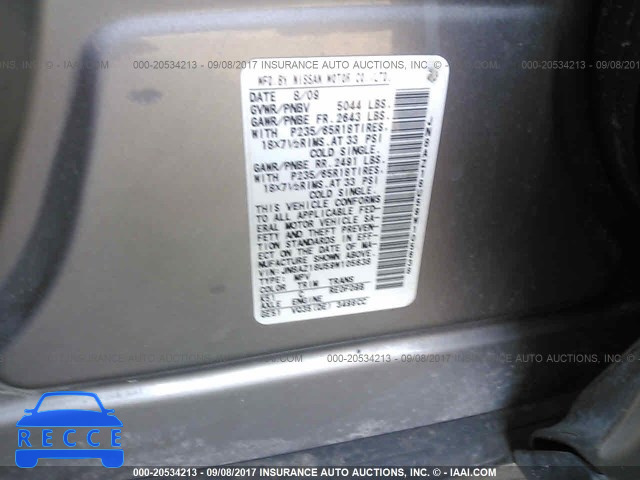 2009 Nissan Murano S/SL JN8AZ18U59W105638 image 8