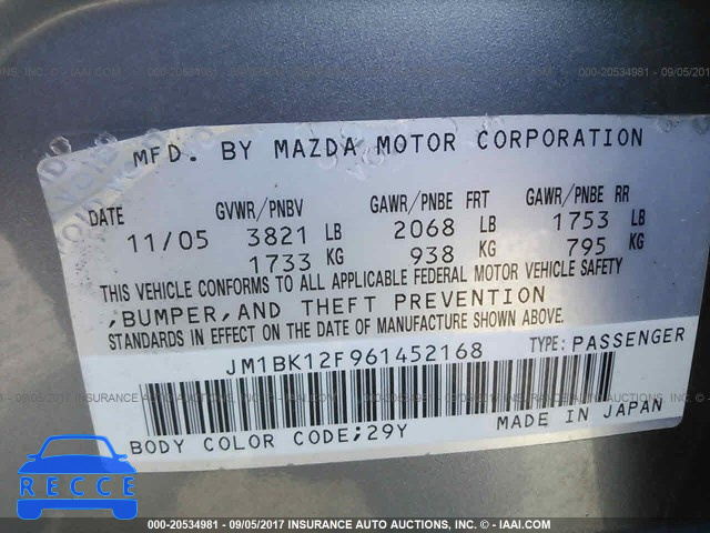 2006 Mazda 3 JM1BK12F961452168 image 8