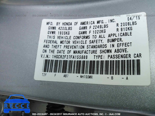 2015 Honda Accord 1HGCR2F37FA155889 image 8