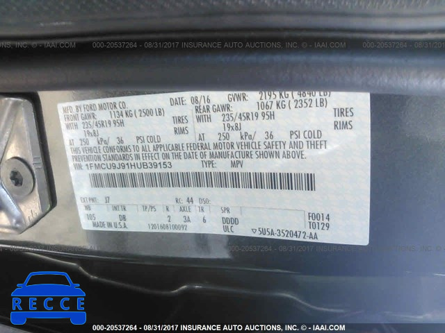 2017 FORD ESCAPE 1FMCU9J91HUB39153 image 8