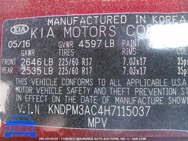 2017 KIA SPORTAGE KNDPM3AC4H7115037 image 8