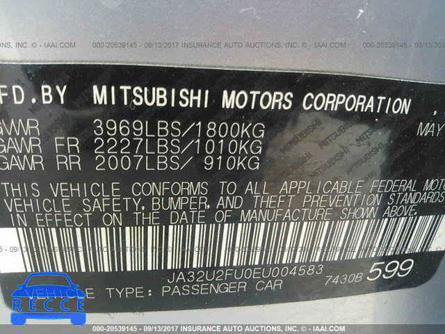 2014 Mitsubishi Lancer JA32U2FU0EU004583 image 8
