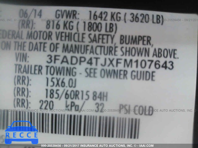 2015 Ford Fiesta S 3FADP4TJXFM107643 image 8