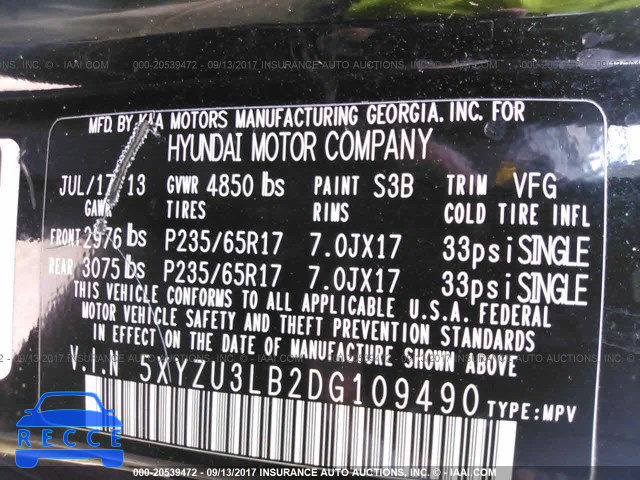 2013 Hyundai Santa Fe Sport 5XYZU3LB2DG109490 image 8