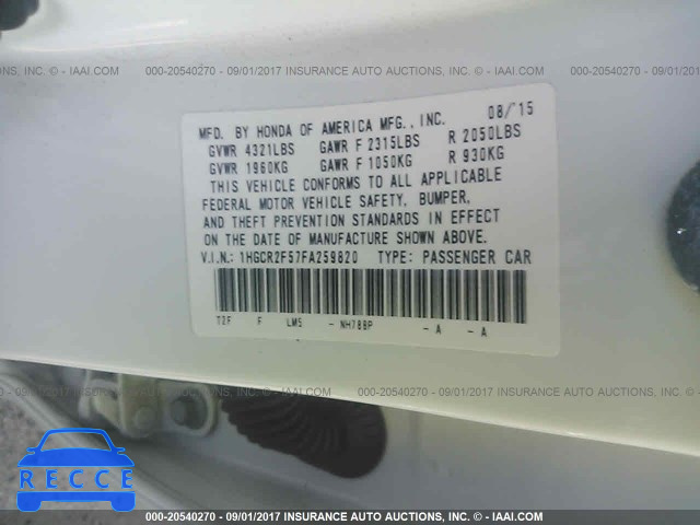 2015 Honda Accord 1HGCR2F57FA259820 image 8