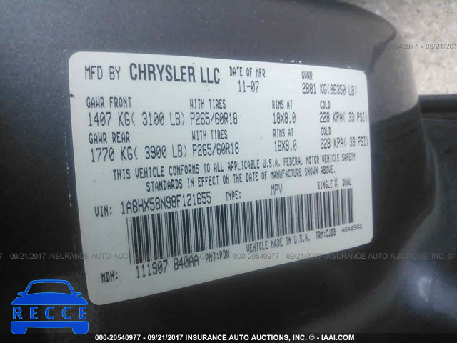 2008 Chrysler Aspen 1A8HX58N98F121655 зображення 8