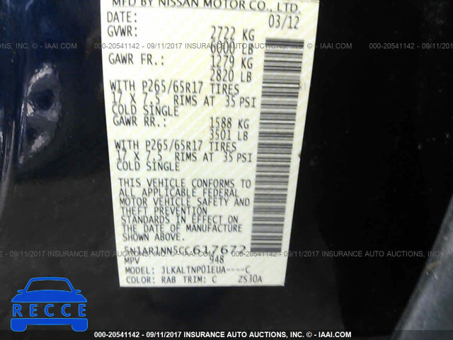 2012 Nissan Pathfinder 5N1AR1NN5CC617672 Bild 8