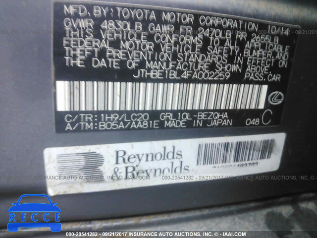 2015 Lexus GS 350 JTHBE1BL4FA002259 image 8