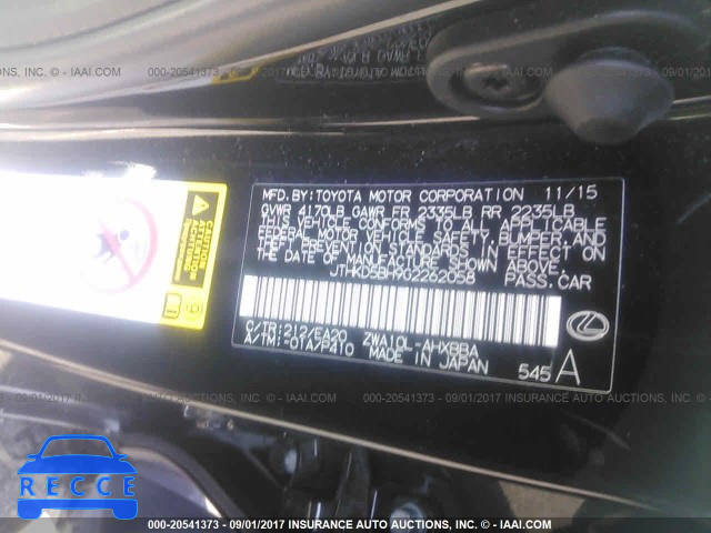 2016 Lexus CT JTHKD5BH9G2262058 Bild 8