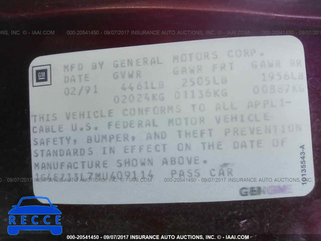 1991 Buick Riviera 1G4EZ13L7MU409114 image 8