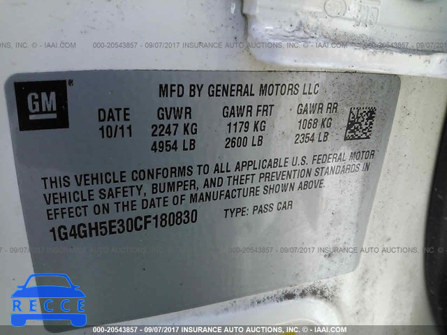 2012 Buick Lacrosse PREMIUM 1G4GH5E30CF180830 image 8