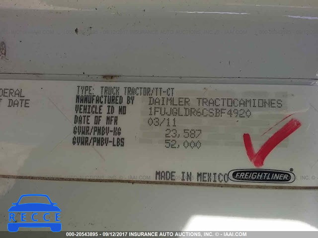 2012 FREIGHTLINER CASCADIA 125 1FUJGLDR6CSBF4920 image 9