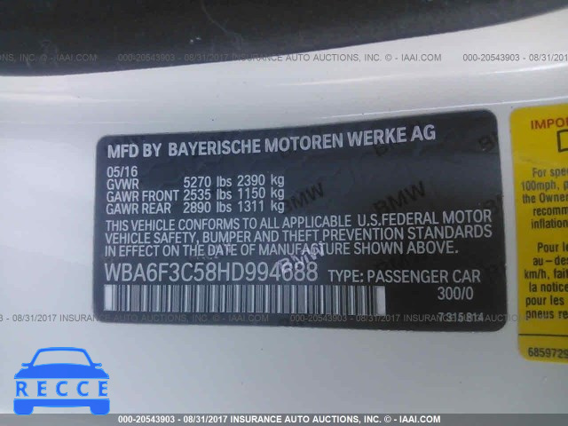 2017 BMW 640 XI WBA6F3C58HD994688 image 8