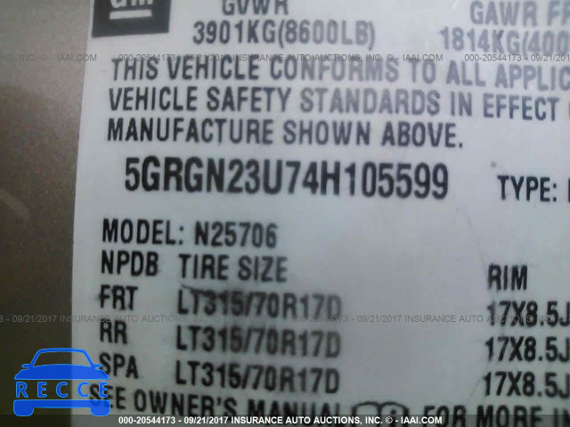 2004 Hummer H2 5GRGN23U74H105599 image 8