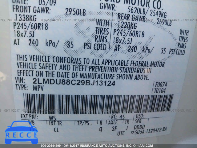 2009 Lincoln MKX 2LMDU88C29BJ13124 image 8