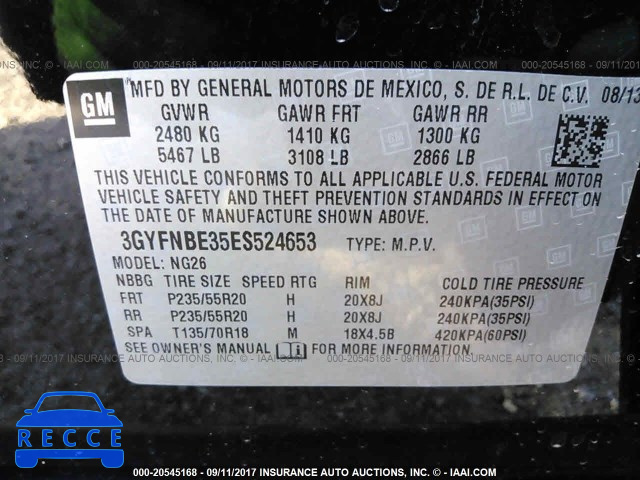 2014 Cadillac SRX 3GYFNBE35ES524653 image 8