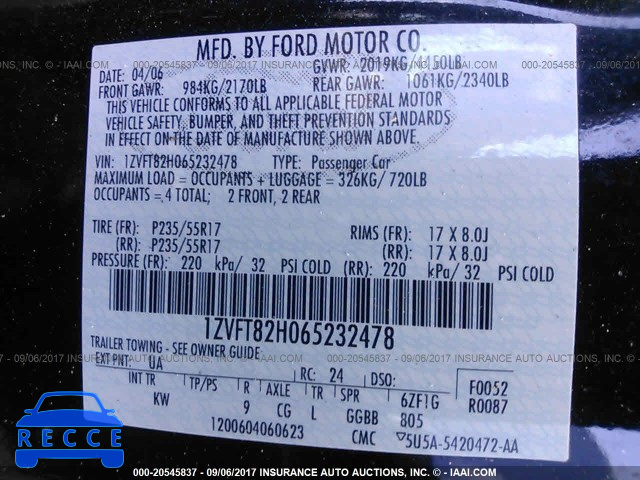 2006 Ford Mustang 1ZVFT82H065232478 image 8