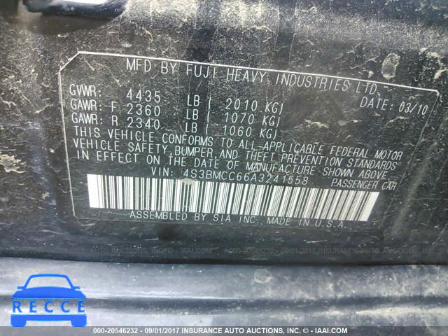 2010 Subaru Legacy 2.5I PREMIUM 4S3BMCC66A3241558 зображення 8