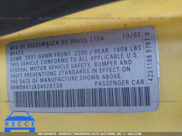 2003 Volkswagen GTI 9BWDH61JX34029738 image 8