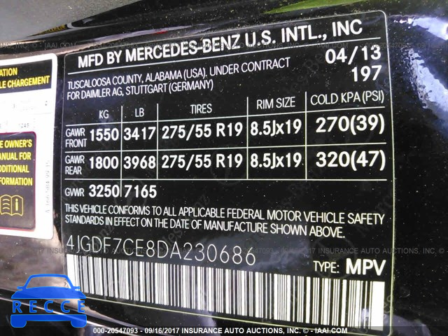 2013 Mercedes-benz GL 450 4MATIC 4JGDF7CE8DA230686 image 8